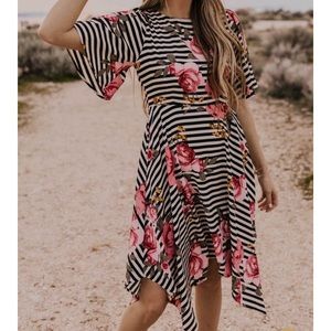 Roolee Shona striped floral dress- NWT